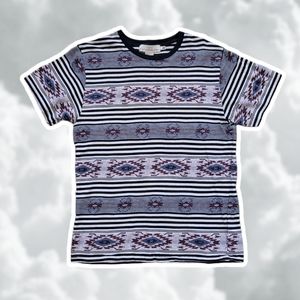 H&M L.O.G.G. Large Tribal Print Short Sleeve Tee Shirt